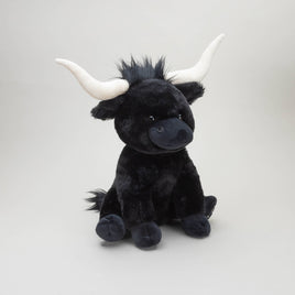 Jomanda Black Large Longhorn Highland Plush Cow- 30cm