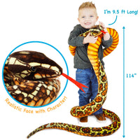 VIAHART Bernard The Brown Python 9.5 Foot Long Stuffed Animal Plush