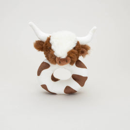 Jomanda Texas Longhorn Highland Brown Cow Baby Plush Rattle 10cm