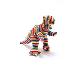 Best Years Knitted T Rex Dinosaur Soft Toy (Rainbow Stripes)