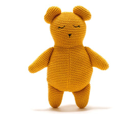 Best Years Knitted Isla the Organic Teddy Bear in Mustard