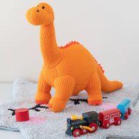 Best Years Knitted Knitted Orange Diplodocus Dinosaur Plush Toy