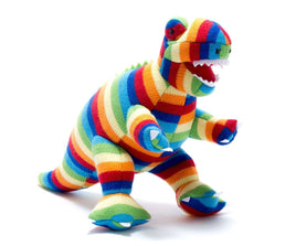 Best Years Knitted T Rex Dinosaur Soft Toy (Bold Stripes)
