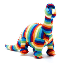 Best Years Knitted Diplodocus Dinosaur Soft Toy (Stripes)