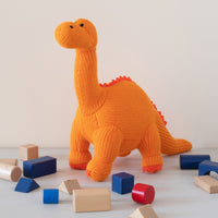 Best Years Knitted Knitted Orange Diplodocus Dinosaur Plush Toy