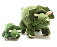 Best Years Knitted Moss Green Triceratops Rattle
